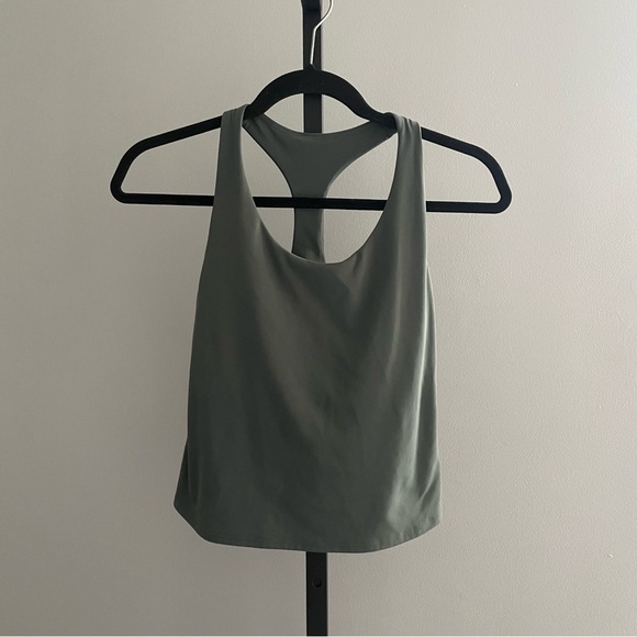 Old Navy Powersoft Racerback Crop Tank Top Built in Bra Olive Green Size Small - Picture 1 of 3
